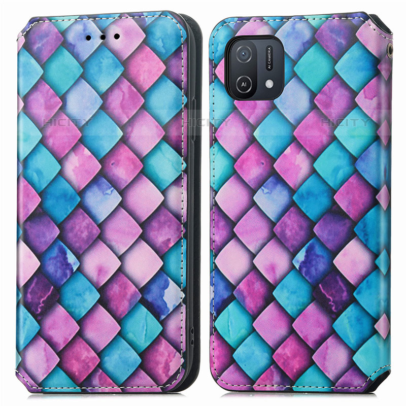 Custodia Portafoglio In Pelle Fantasia Modello Cover con Supporto S02D per Oppo A16K Viola