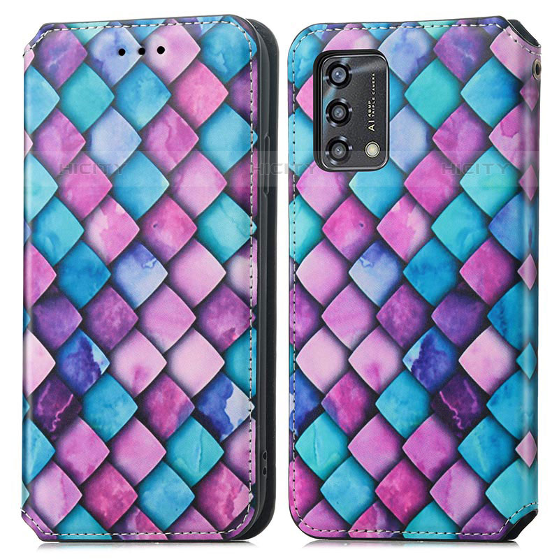 Custodia Portafoglio In Pelle Fantasia Modello Cover con Supporto S02D per Oppo A74 4G Viola