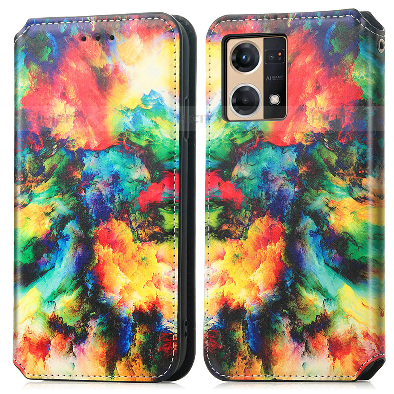 Custodia Portafoglio In Pelle Fantasia Modello Cover con Supporto S02D per Oppo F21 Pro 4G Multicolore