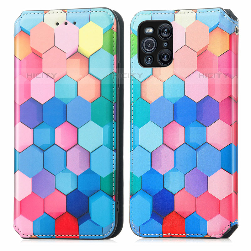 Custodia Portafoglio In Pelle Fantasia Modello Cover con Supporto S02D per Oppo Find X3 Pro 5G Colorato