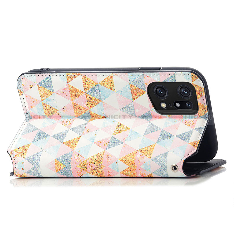 Custodia Portafoglio In Pelle Fantasia Modello Cover con Supporto S02D per Oppo Find X5 5G