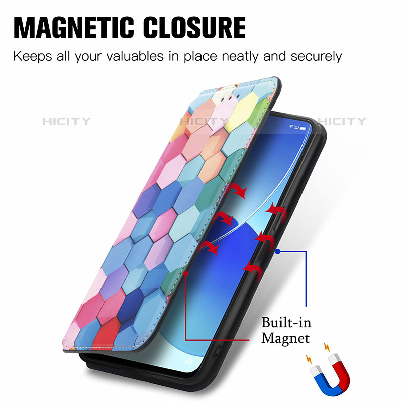 Custodia Portafoglio In Pelle Fantasia Modello Cover con Supporto S02D per Oppo Reno6 5G