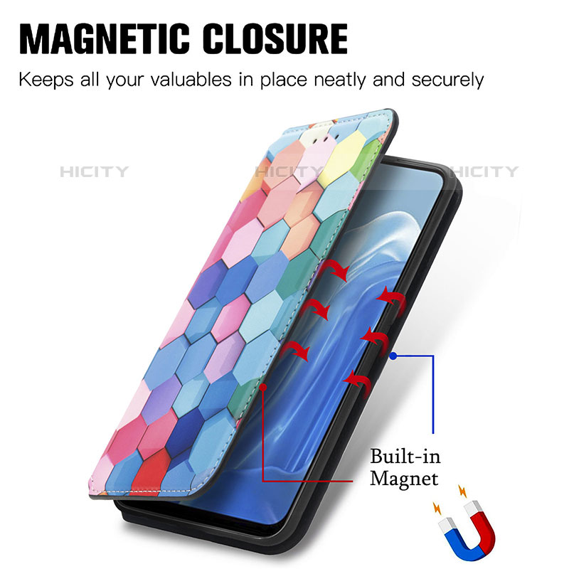 Custodia Portafoglio In Pelle Fantasia Modello Cover con Supporto S02D per Oppo Reno7 4G