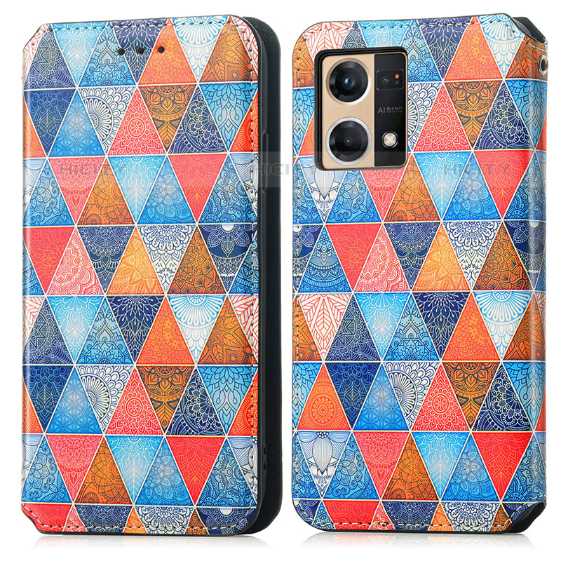 Custodia Portafoglio In Pelle Fantasia Modello Cover con Supporto S02D per Oppo Reno7 4G