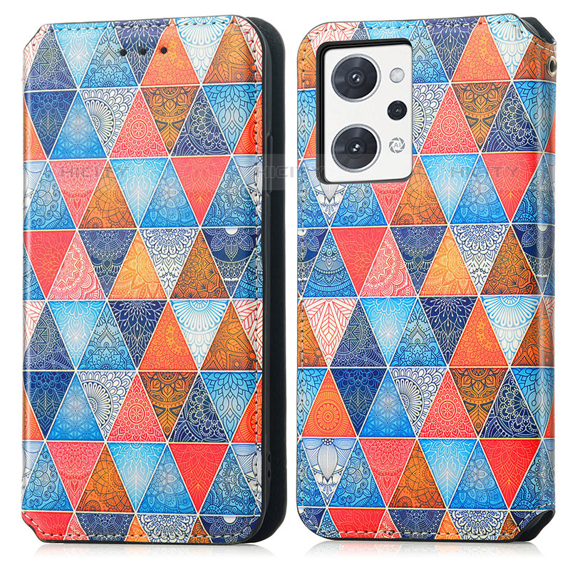 Custodia Portafoglio In Pelle Fantasia Modello Cover con Supporto S02D per Oppo Reno7 A