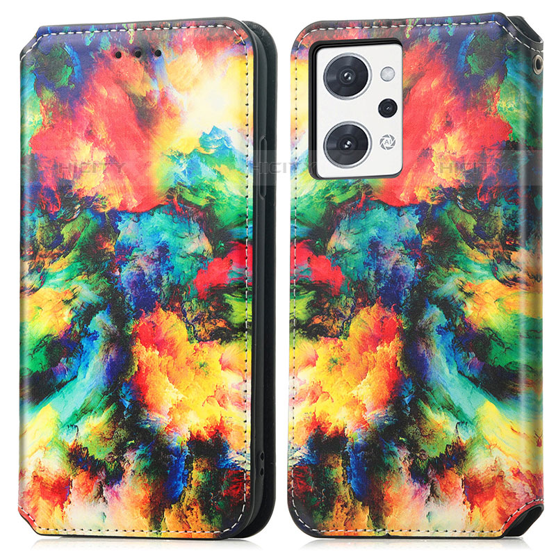 Custodia Portafoglio In Pelle Fantasia Modello Cover con Supporto S02D per Oppo Reno7 A Multicolore