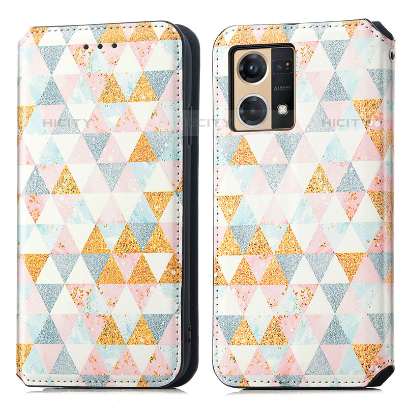 Custodia Portafoglio In Pelle Fantasia Modello Cover con Supporto S02D per Oppo Reno8 4G