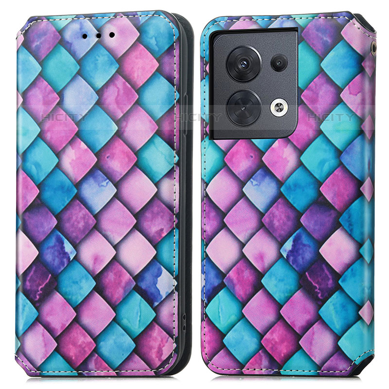 Custodia Portafoglio In Pelle Fantasia Modello Cover con Supporto S02D per Oppo Reno9 Pro 5G