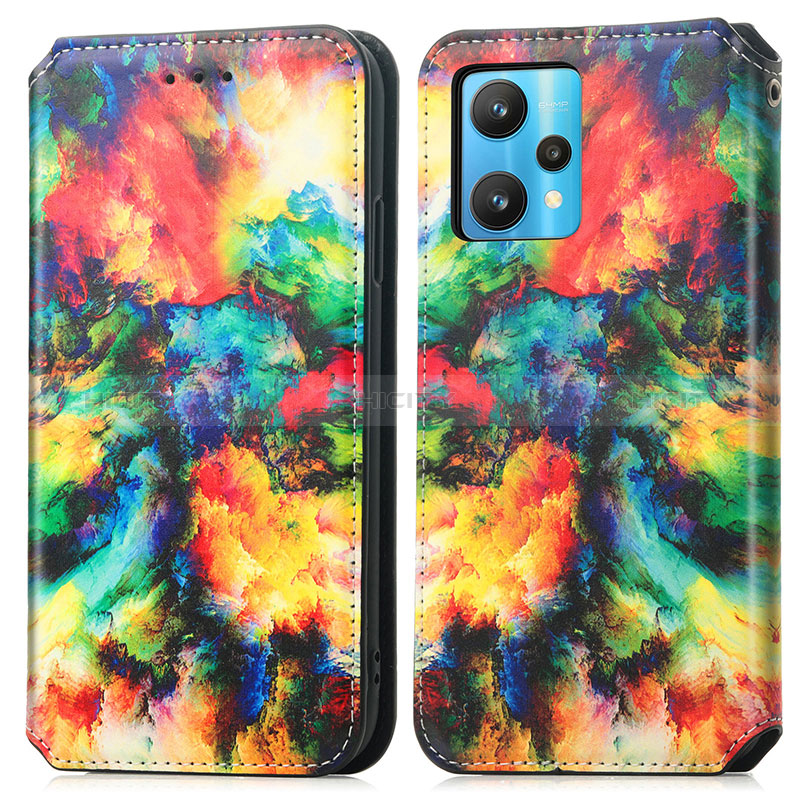 Custodia Portafoglio In Pelle Fantasia Modello Cover con Supporto S02D per Realme 9 5G Multicolore