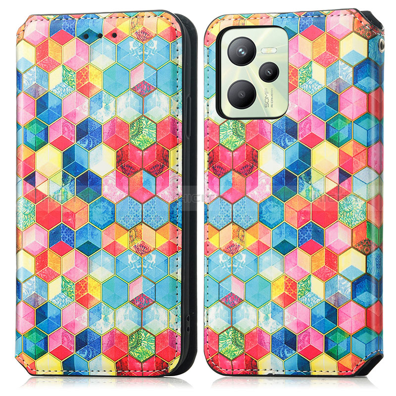 Custodia Portafoglio In Pelle Fantasia Modello Cover con Supporto S02D per Realme C35