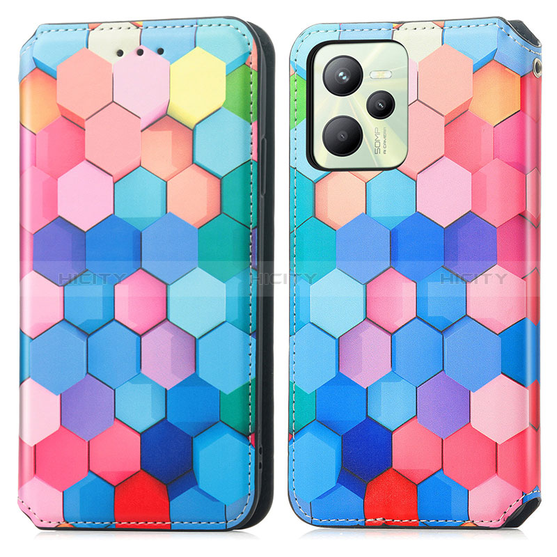 Custodia Portafoglio In Pelle Fantasia Modello Cover con Supporto S02D per Realme C35