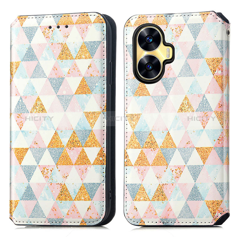 Custodia Portafoglio In Pelle Fantasia Modello Cover con Supporto S02D per Realme Narzo N55