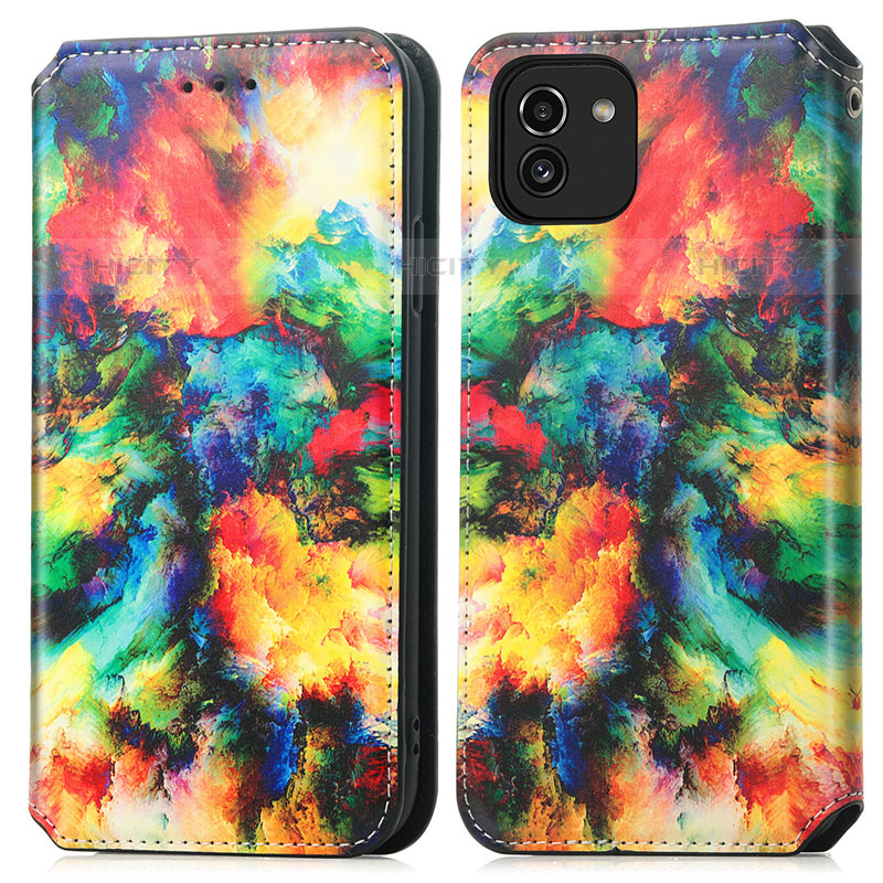 Custodia Portafoglio In Pelle Fantasia Modello Cover con Supporto S02D per Samsung Galaxy A03