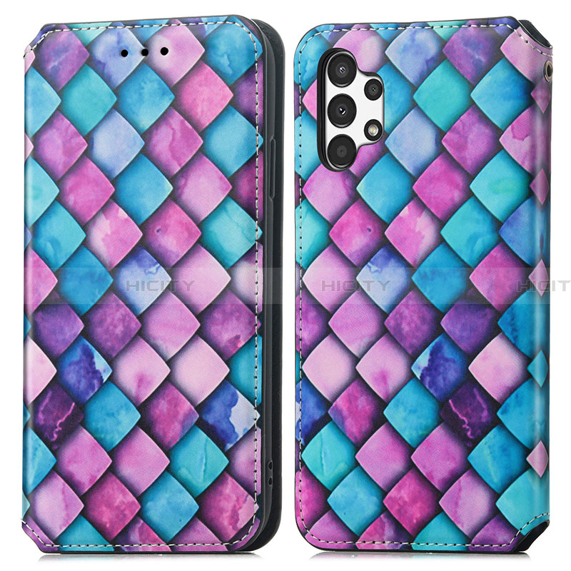 Custodia Portafoglio In Pelle Fantasia Modello Cover con Supporto S02D per Samsung Galaxy A13 4G Viola