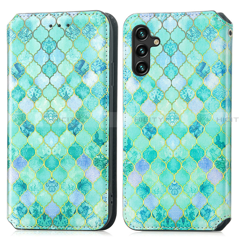 Custodia Portafoglio In Pelle Fantasia Modello Cover con Supporto S02D per Samsung Galaxy A13 5G Verde