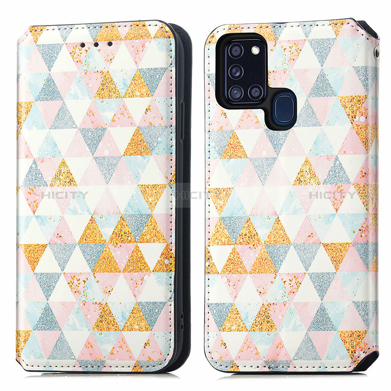 Custodia Portafoglio In Pelle Fantasia Modello Cover con Supporto S02D per Samsung Galaxy A21s