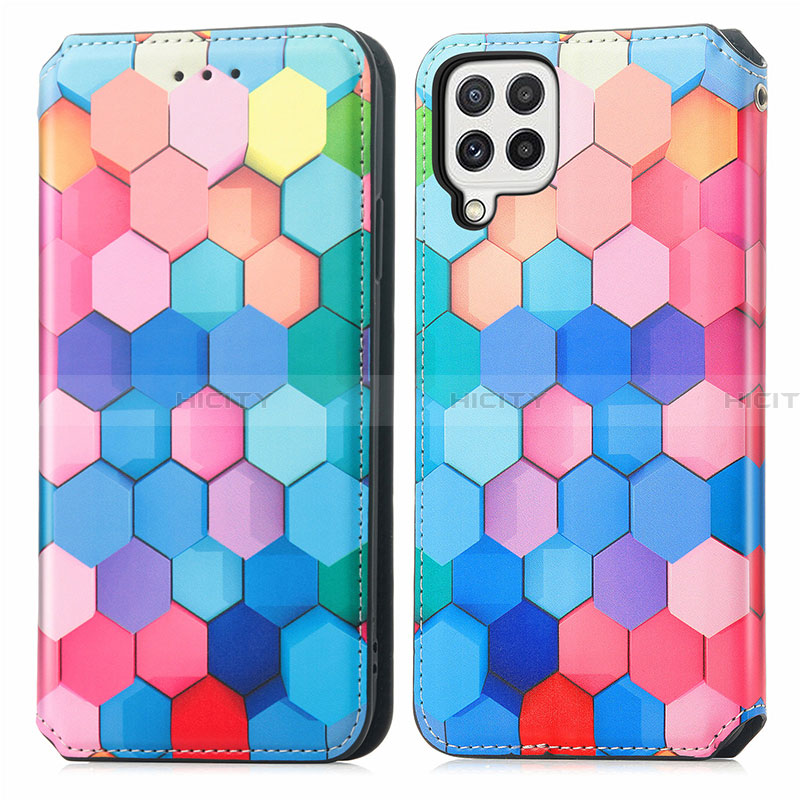 Custodia Portafoglio In Pelle Fantasia Modello Cover con Supporto S02D per Samsung Galaxy A22 4G Colorato