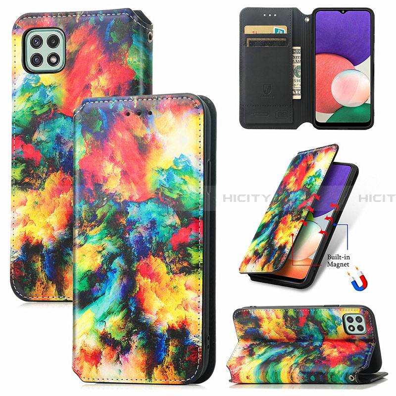 Custodia Portafoglio In Pelle Fantasia Modello Cover con Supporto S02D per Samsung Galaxy A22 5G