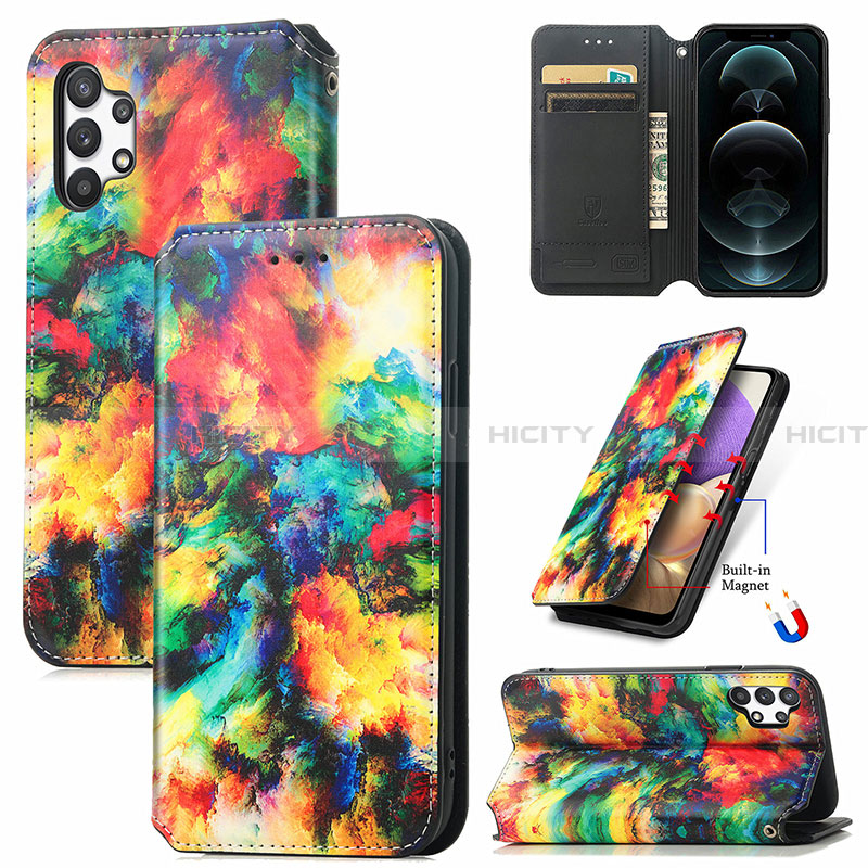 Custodia Portafoglio In Pelle Fantasia Modello Cover con Supporto S02D per Samsung Galaxy A32 4G