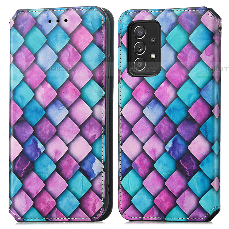 Custodia Portafoglio In Pelle Fantasia Modello Cover con Supporto S02D per Samsung Galaxy A52 4G Viola