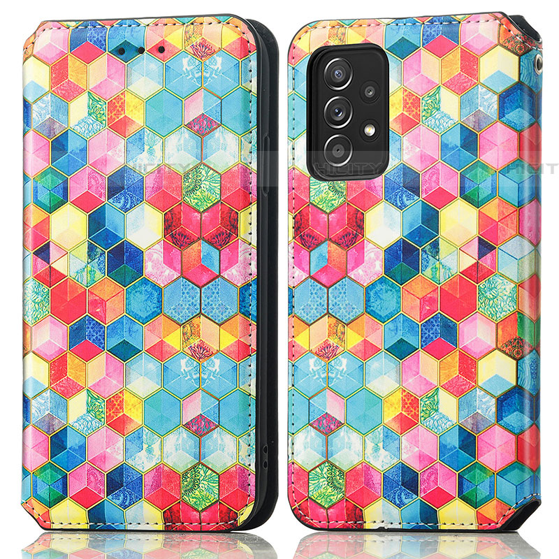 Custodia Portafoglio In Pelle Fantasia Modello Cover con Supporto S02D per Samsung Galaxy A72 4G Multicolore