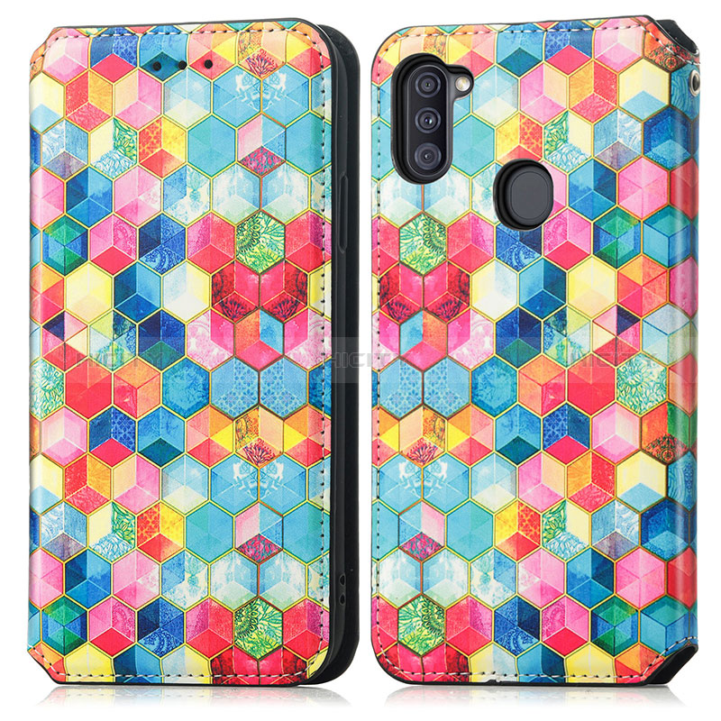 Custodia Portafoglio In Pelle Fantasia Modello Cover con Supporto S02D per Samsung Galaxy M11