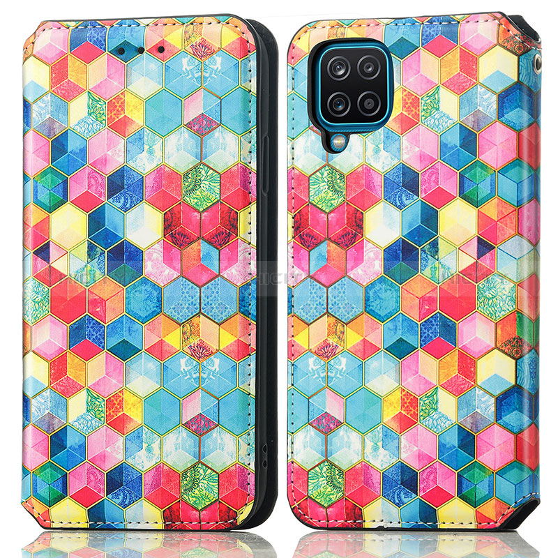 Custodia Portafoglio In Pelle Fantasia Modello Cover con Supporto S02D per Samsung Galaxy M12