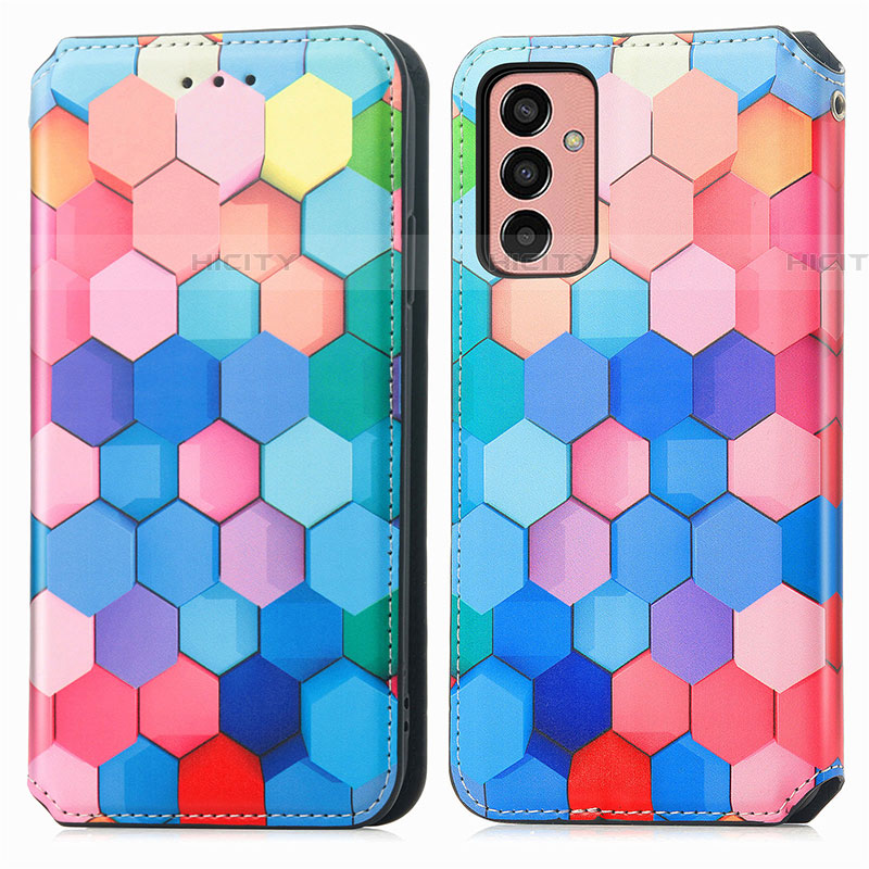 Custodia Portafoglio In Pelle Fantasia Modello Cover con Supporto S02D per Samsung Galaxy M13 4G Colorato