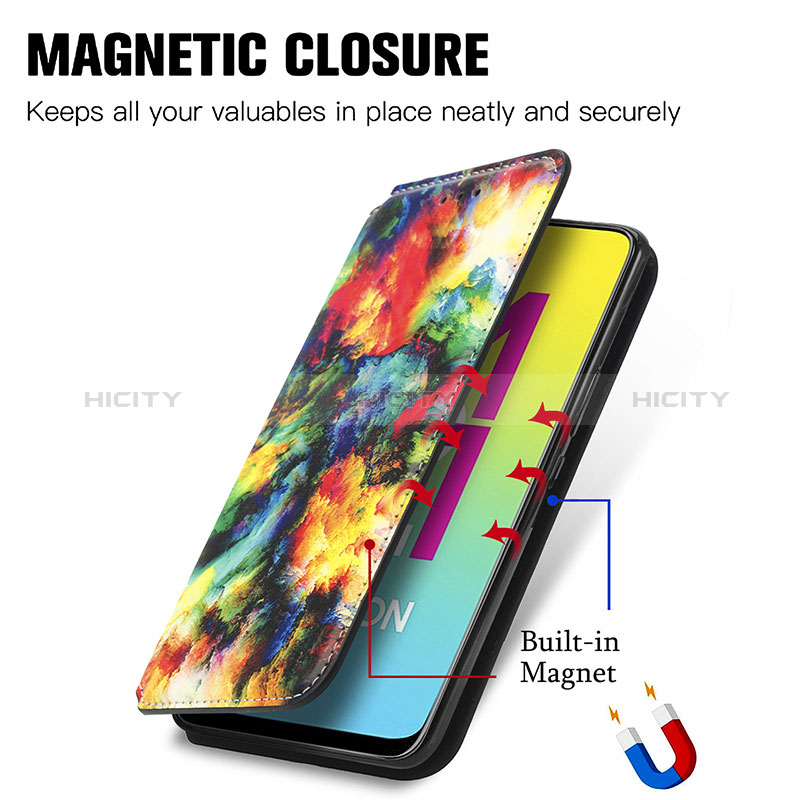 Custodia Portafoglio In Pelle Fantasia Modello Cover con Supporto S02D per Samsung Galaxy M21