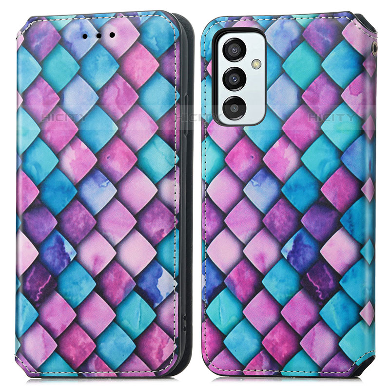 Custodia Portafoglio In Pelle Fantasia Modello Cover con Supporto S02D per Samsung Galaxy M23 5G Viola