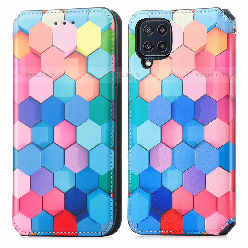 Custodia Portafoglio In Pelle Fantasia Modello Cover con Supporto S02D per Samsung Galaxy M32 4G Colorato