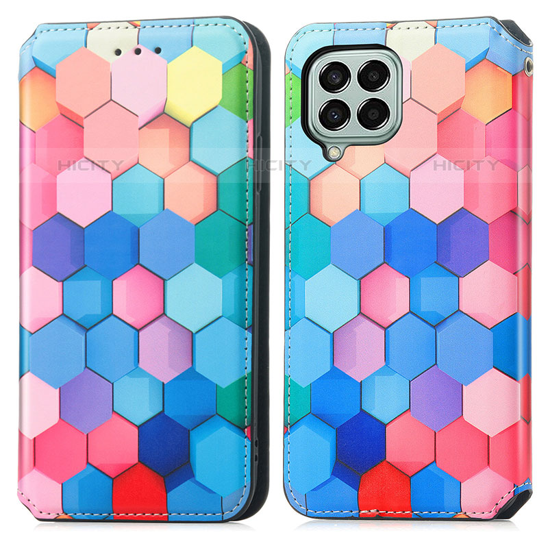 Custodia Portafoglio In Pelle Fantasia Modello Cover con Supporto S02D per Samsung Galaxy M33 5G Colorato