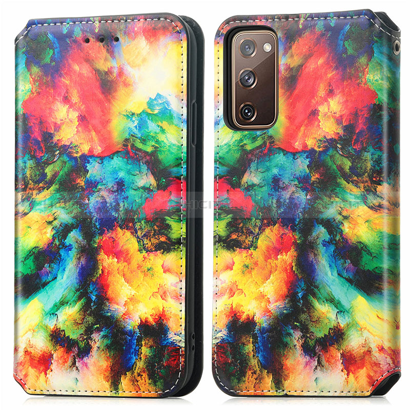 Custodia Portafoglio In Pelle Fantasia Modello Cover con Supporto S02D per Samsung Galaxy S20 FE (2022) 5G Multicolore