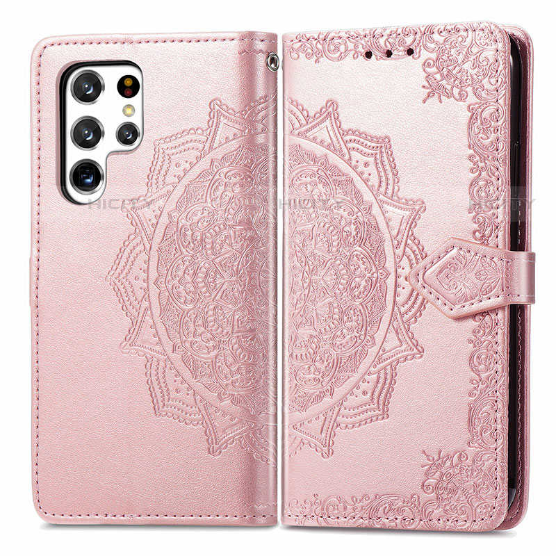 Custodia Portafoglio In Pelle Fantasia Modello Cover con Supporto S02D per Samsung Galaxy S22 Ultra 5G