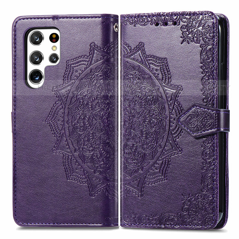 Custodia Portafoglio In Pelle Fantasia Modello Cover con Supporto S02D per Samsung Galaxy S22 Ultra 5G