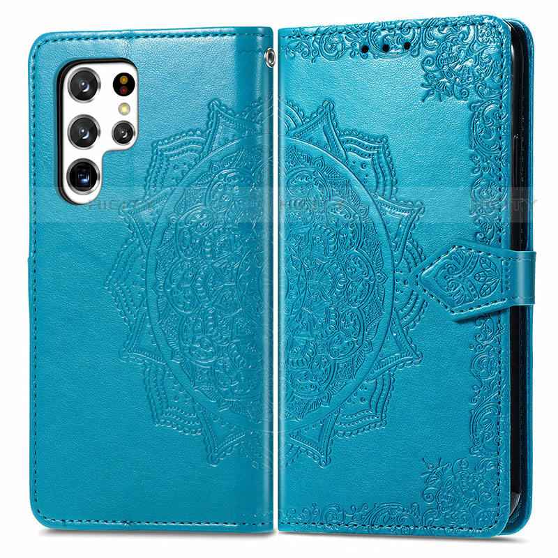 Custodia Portafoglio In Pelle Fantasia Modello Cover con Supporto S02D per Samsung Galaxy S22 Ultra 5G