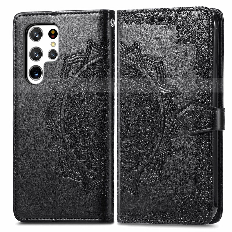 Custodia Portafoglio In Pelle Fantasia Modello Cover con Supporto S02D per Samsung Galaxy S22 Ultra 5G