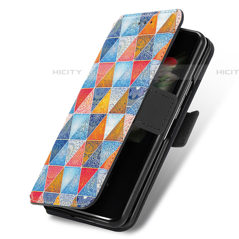 Custodia Portafoglio In Pelle Fantasia Modello Cover con Supporto S02D per Samsung Galaxy Z Fold4 5G Marrone