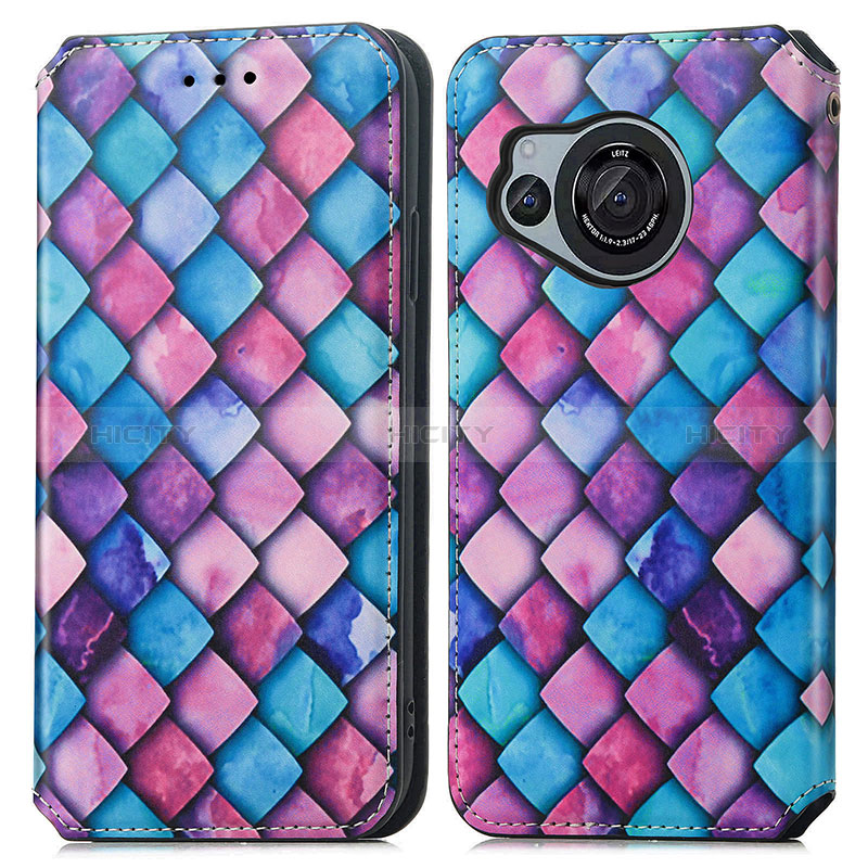 Custodia Portafoglio In Pelle Fantasia Modello Cover con Supporto S02D per Sharp Aquos R8s