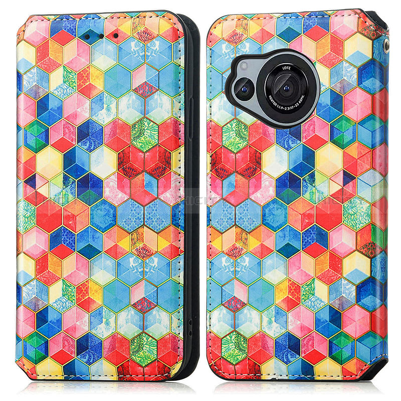 Custodia Portafoglio In Pelle Fantasia Modello Cover con Supporto S02D per Sharp Aquos R8s