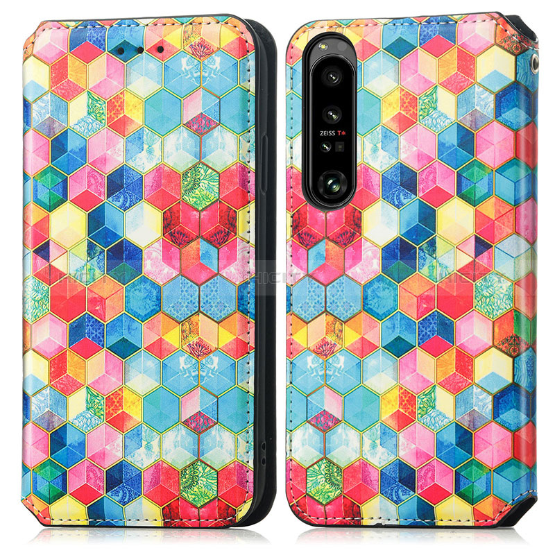 Custodia Portafoglio In Pelle Fantasia Modello Cover con Supporto S02D per Sony Xperia 1 IV