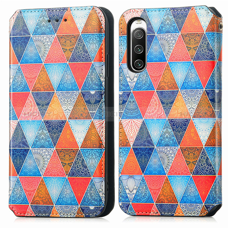 Custodia Portafoglio In Pelle Fantasia Modello Cover con Supporto S02D per Sony Xperia 10 IV SO-52C