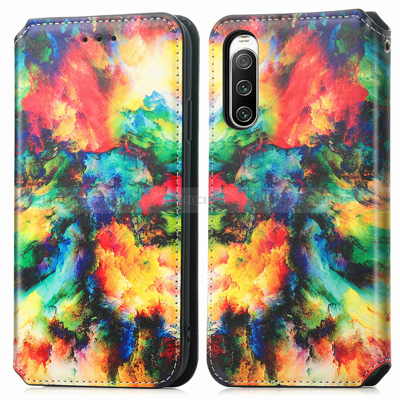 Custodia Portafoglio In Pelle Fantasia Modello Cover con Supporto S02D per Sony Xperia 10 IV SO-52C Multicolore