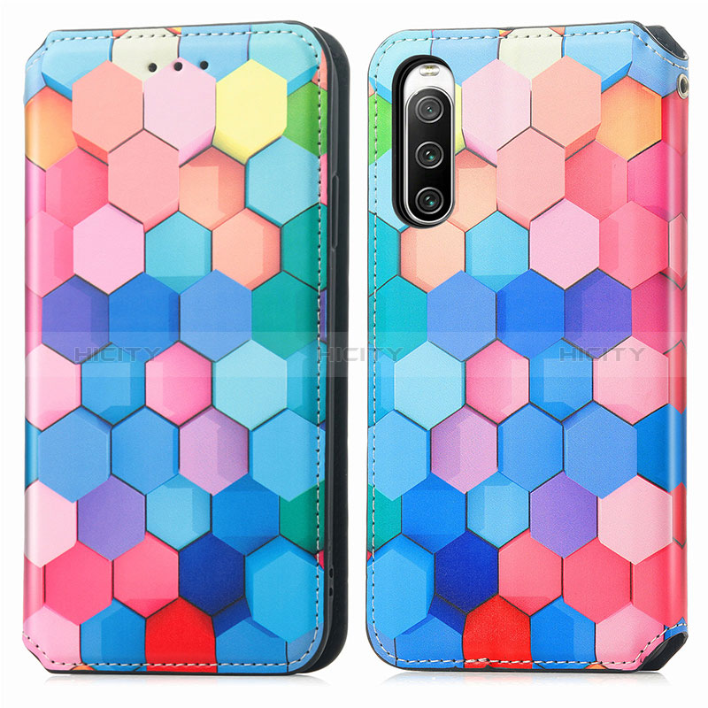 Custodia Portafoglio In Pelle Fantasia Modello Cover con Supporto S02D per Sony Xperia 10 V Colorato