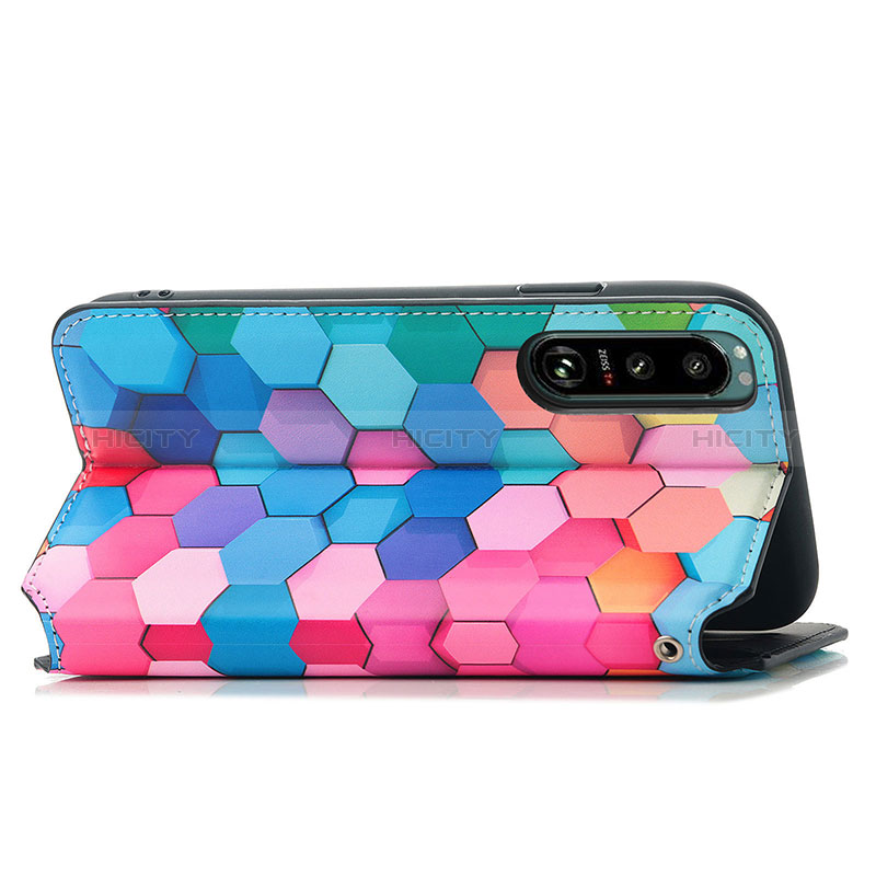 Custodia Portafoglio In Pelle Fantasia Modello Cover con Supporto S02D per Sony Xperia 5 III SO-53B