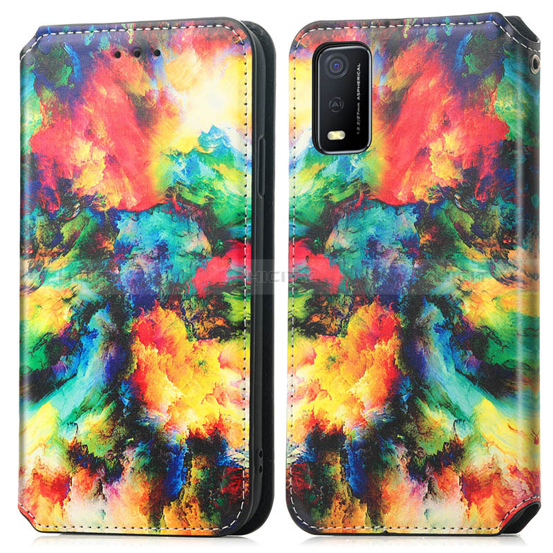 Custodia Portafoglio In Pelle Fantasia Modello Cover con Supporto S02D per Vivo Y3s (2021) Multicolore