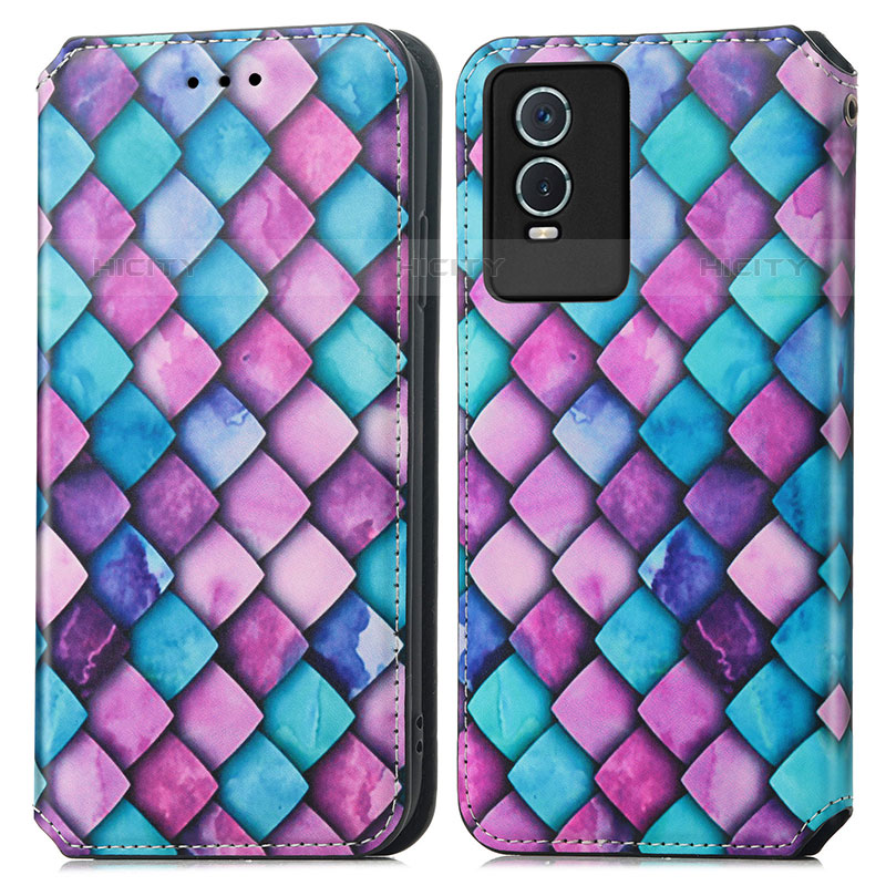 Custodia Portafoglio In Pelle Fantasia Modello Cover con Supporto S02D per Vivo Y74s 5G