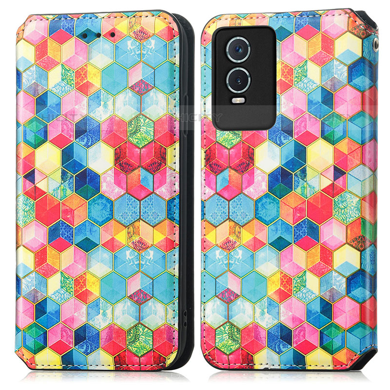 Custodia Portafoglio In Pelle Fantasia Modello Cover con Supporto S02D per Vivo Y74s 5G