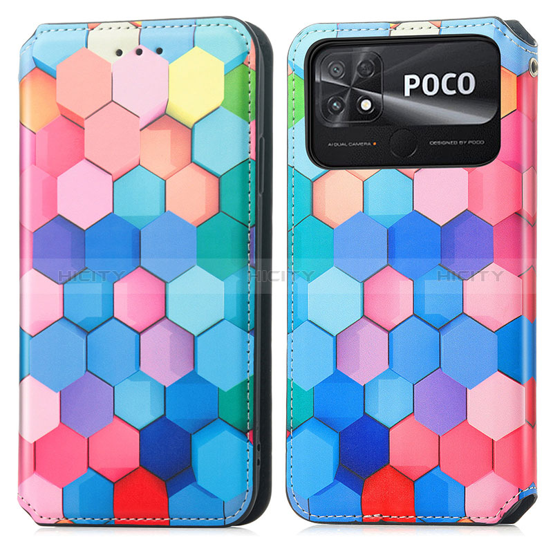 Custodia Portafoglio In Pelle Fantasia Modello Cover con Supporto S02D per Xiaomi Poco C40