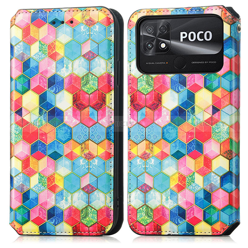 Custodia Portafoglio In Pelle Fantasia Modello Cover con Supporto S02D per Xiaomi Poco C40